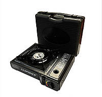 Плитка газова портативна туристична однокомфорочна з п'єзопідпалом та перехідником в кейсе пластиковом