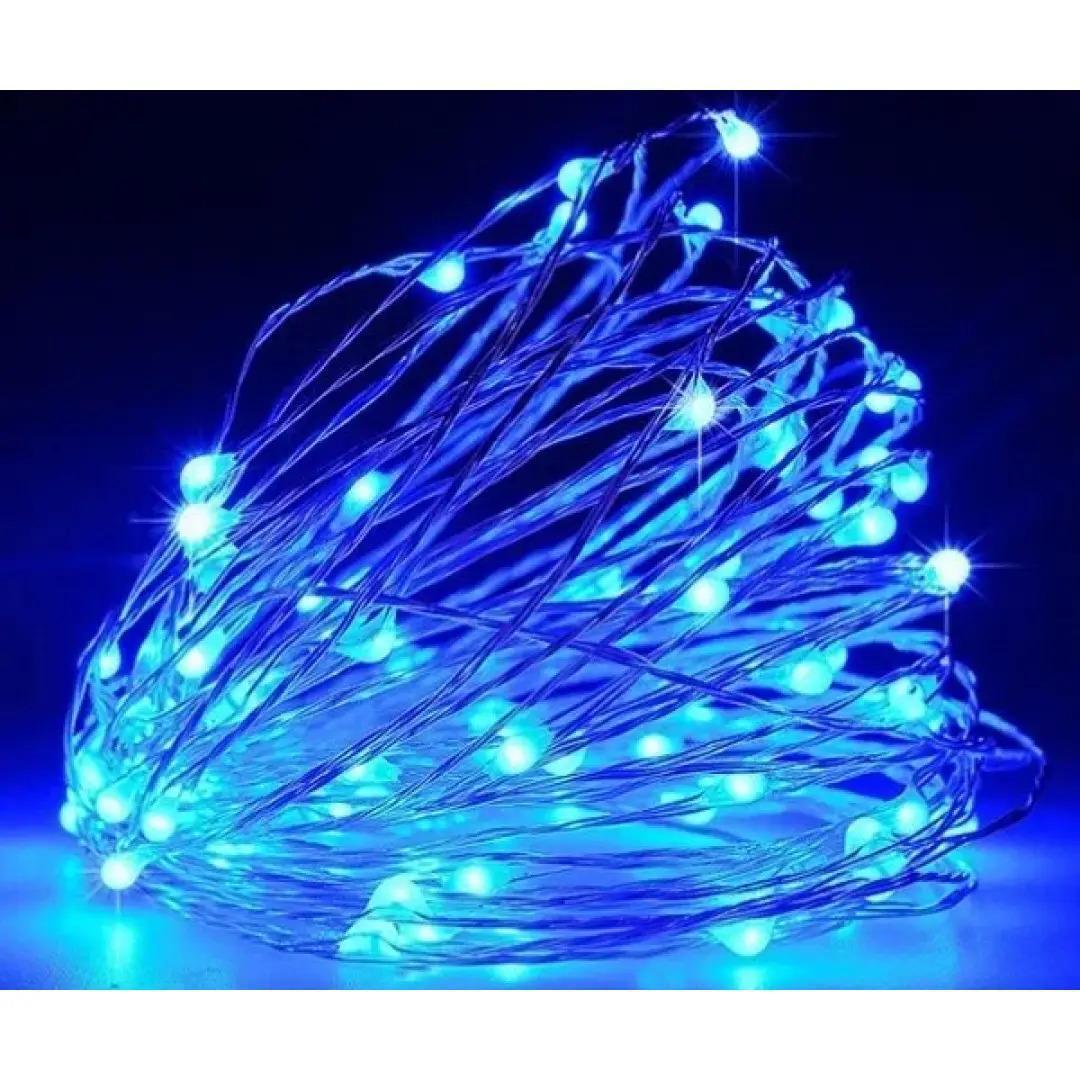Гірлянда світлодіодна роса LED на батарейках та USB 10 м 100 LED Blue | Гірлянда на батарейках, фото 1