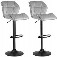 Стілець косметичний барний  SOFOTEL HOKER зі спинкою з велюру Castel світло-сірий