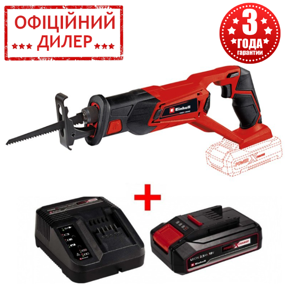 Акумуляторна шабельна пилка Einhell TE-AP 18/22 Li Solo + зарядний пристрій та акумулятор 18V 2,5 Аh