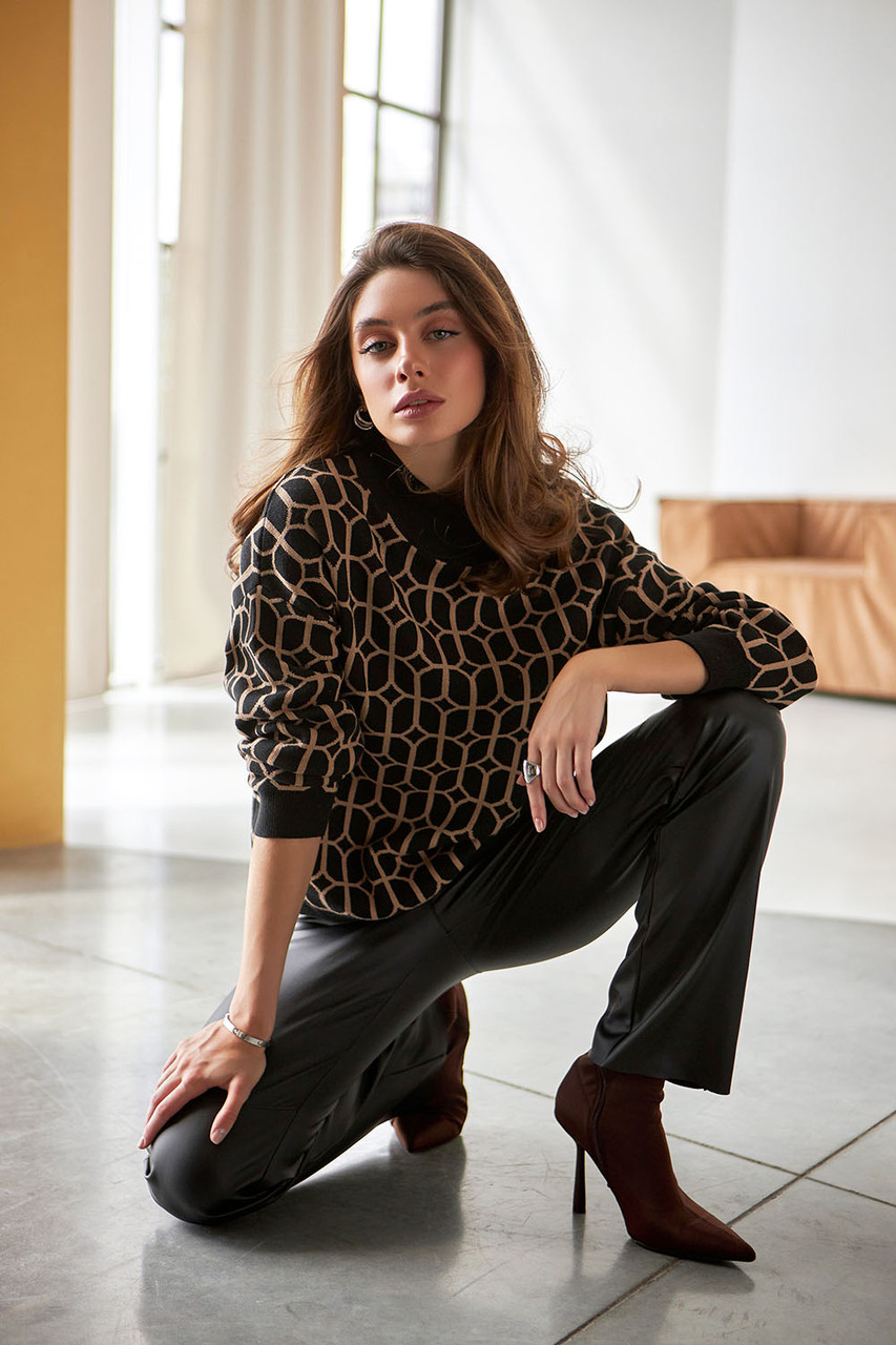 Джемпер жіночий чорно-бежевий