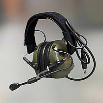 Навушники тактичні Earmor M32 Mod3, активні, зі знімним мікрофоном і гарнітурою, активні навушники військові, колір – Олива, фото 4