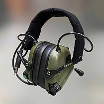 Навушники тактичні Earmor M32 Mod3, активні, зі знімним мікрофоном і гарнітурою, активні навушники військові, колір – Олива, фото 5