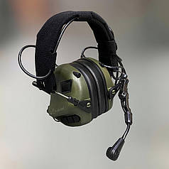 Навушники тактичні Earmor M32 Mod3, активні, зі знімним мікрофоном і гарнітурою, активні навушники військові, колір – Олива