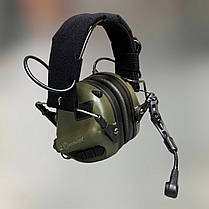 Навушники тактичні Earmor M32 Mod3, активні, зі знімним мікрофоном і гарнітурою, активні навушники військові, колір – Олива, фото 3