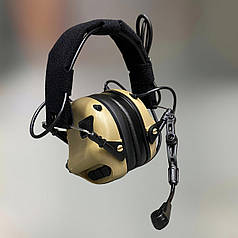 Навушники тактичні Earmor M32 Mod3 Койот, активні, зі знімним мікрофоном і гарнітурою, активні навушники військові