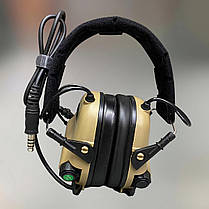 Навушники тактичні Earmor M32 Mod3 Койот, активні, зі знімним мікрофоном і гарнітурою, активні навушники військові, фото 3