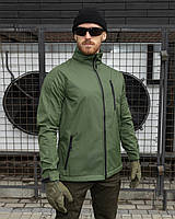 Мужская куртка SOFTSHELL BASIC ХАКИ (M), Осенняя куртка теплая с капюшоном KSP
