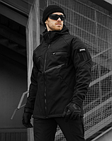 Чоловіча куртка Омега чорна (S), Осіння куртка тепла з капюшоном, Осіння куртка KSP