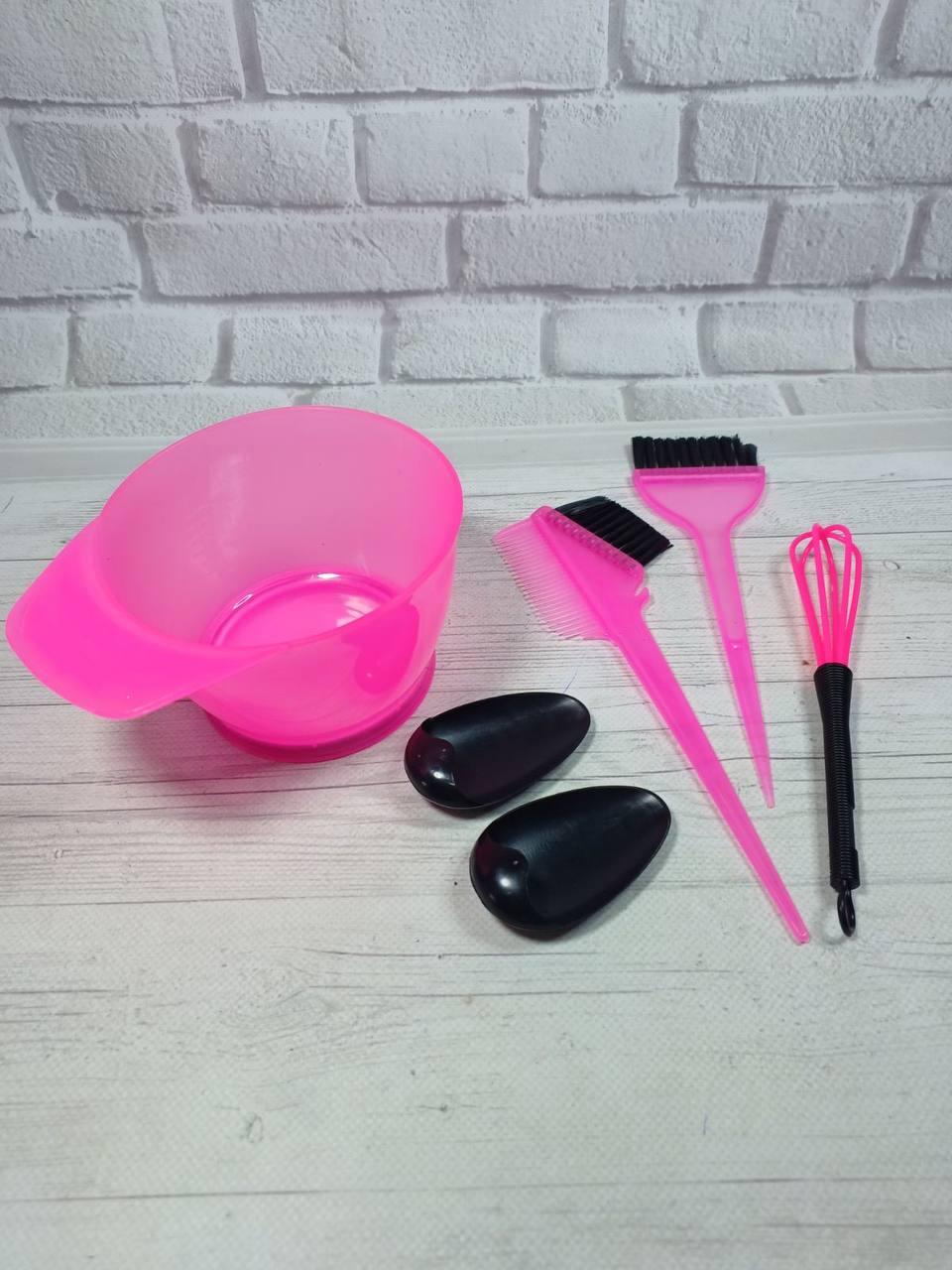 Набори інструментів для фарбування волосся 5в1 (Рожевий)