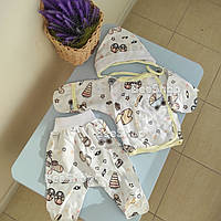 Комплект теплий одежда для новорожденных 56 байка (ползунки распашонка шапочка)