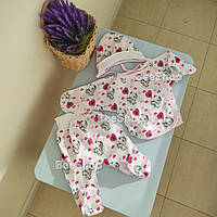 Комплект теплий одежда для новорожденных 56 байка (ползунки распашонка шапочка)
