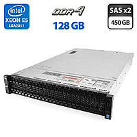 Сервер Dell PowerEdge R730xd 24SFF 2U Rack / 2x Intel Xeon E5-2697 v4 (18 (36) ядер по 2.3 - 3.6 GHz) / 128 GB DDR4 / 2x 450 GB