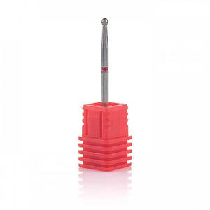 Фреза алмазна Nail Drill для оброблення кутикули (Шарик), 001 021R, діаметр 2,1 мм. (червона насічка)