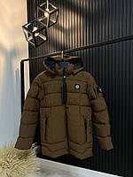 Мужской пуховик Stone Island коричневый | Зимние куртки Стон Айленд | Куртки брендовые для мужчин