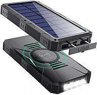 Зарядка для телефона солнечная Повербанк Power Bank Solar 30000mah с фонариком Защищенный корпус BIO