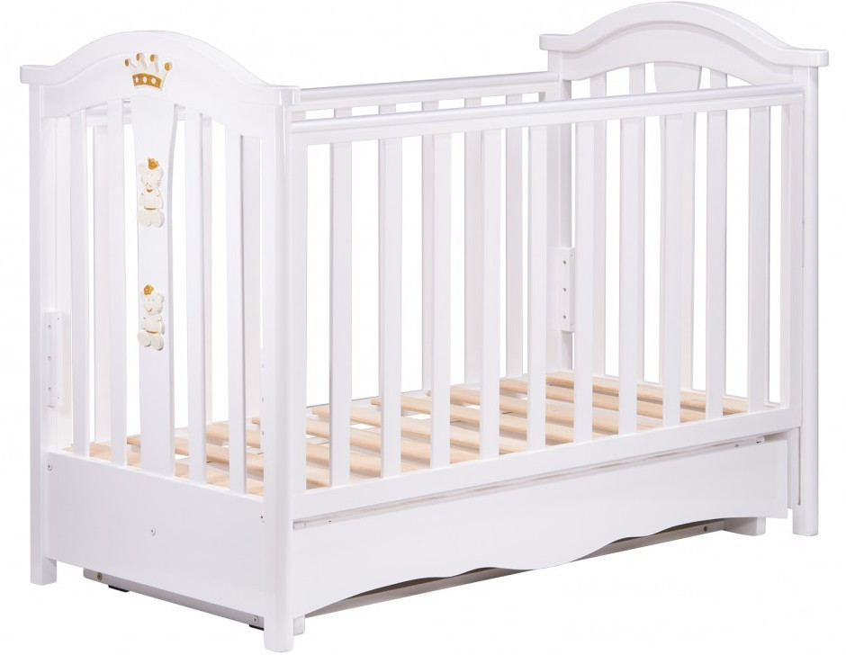Дитяче ліжечко Трія Royal маятник+ящик (білий), фото 1