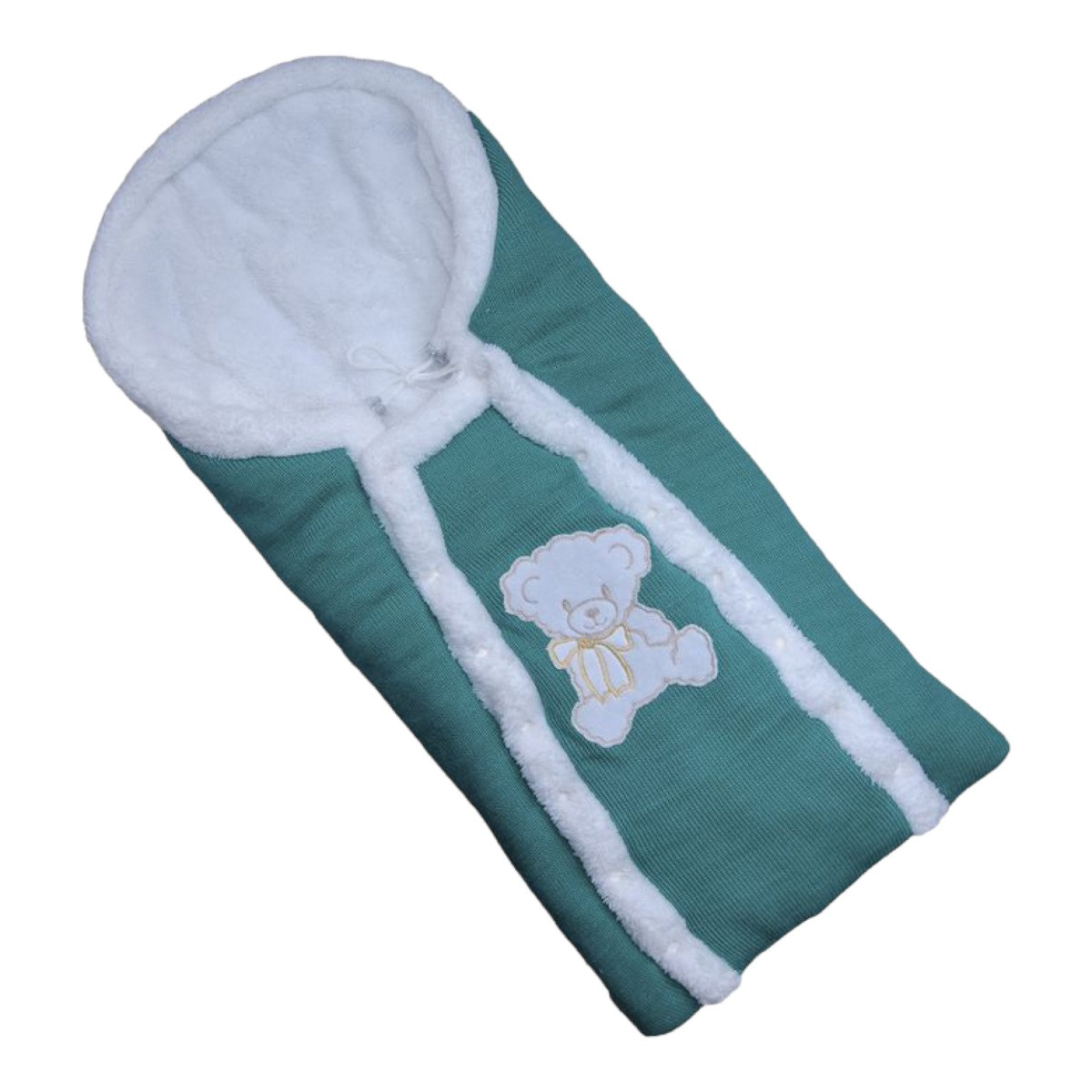 Конверт зимовий для малюка Ведмедик Бетіс з вишивкою  колір ментоловий