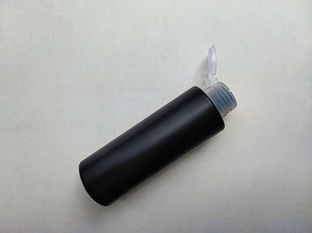 150 мл/24мм Поліетилен, HDPE чорний ЦИЛІНДР флакон з кришкою прозорою фліп-топ 24 мм, ПЕТ пляшка флакон, пластиковий, пластмасовий, фото 1