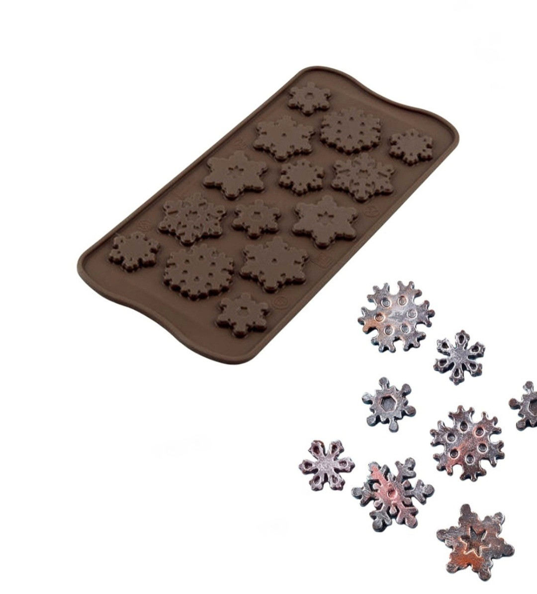 Форма силіконова для льоду та цукерок Сніжинка 14 шт., фото 1