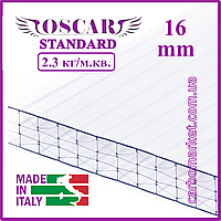 Сотовый поликарбонат 2100Х9000Х16 mm OSCAR Standard M6 усиленный прозрачный
