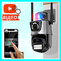 Поворотная уличная онлайн IP-видеокамера Wi-FI для дома, Беспроводная умная PTZ камера ночного видения 8 мп