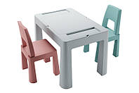 Комплект дитячих меблів (стіл, 2 стільця) Tega Baby Teggi Multifun сірий/рожевий/бірюзовий TI-011-174 TEGA