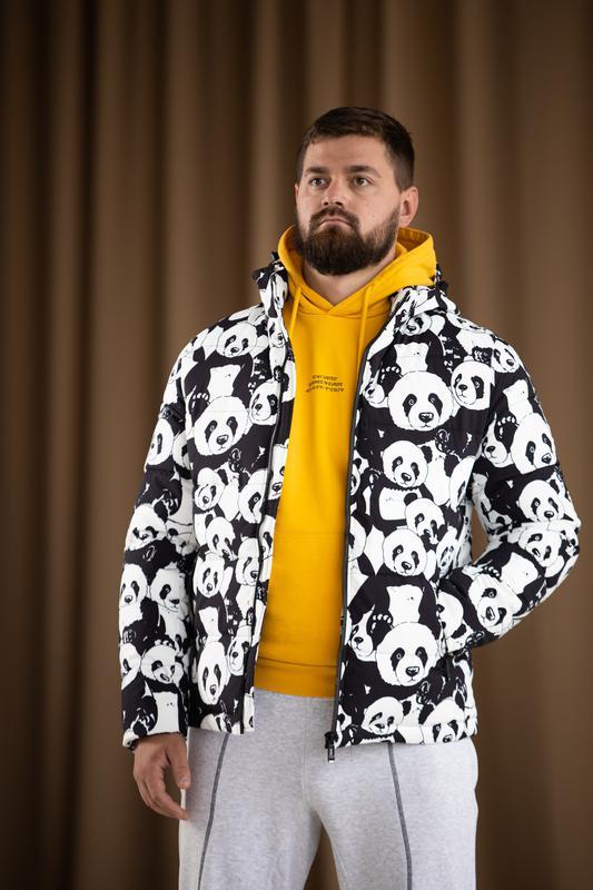 Мужская куртка на молнии с капюшоном Panda размер 54 с пандами - фото 2 - id-p2017861354