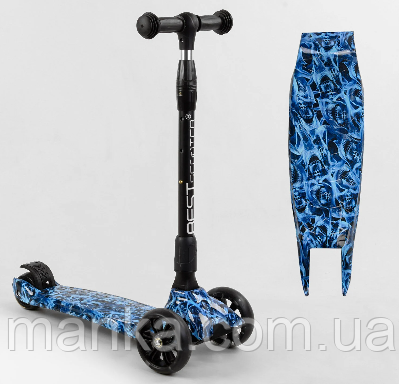 Самокат триколісний Best Scooter 24-601 MAXI складане алюмінієве кермо, 3 колеса PU зі світлом, переднє 130