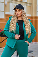 Спортивный костюм женский тёплый на флисе зелёный 50-52, 54-56, 58-60, 62-64