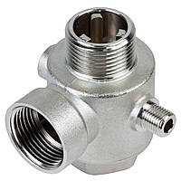 З'єднувач п'ятививідний +зворотний клапан 80мм M1"×F1"×F1"×M1/4"×F1/4" Silver 480г AQUATICA