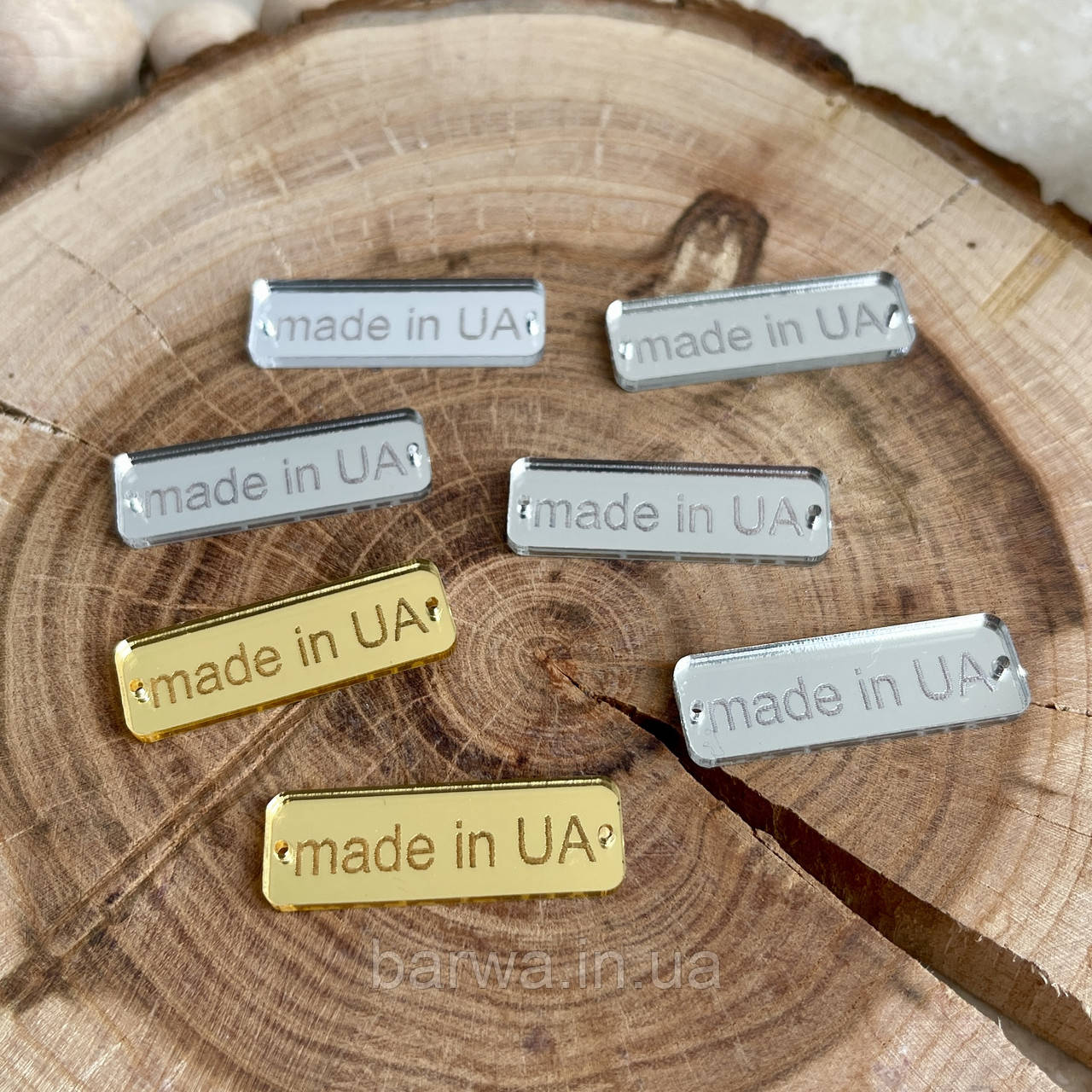 Бірка  MADE IN UA 3 см на 1 см, АКРИЛ