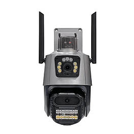 Поворотна вологозахисна IP WiFi камера P11-QQ6 iCSee вулична камера спостереження з 2 об'єктивами 3Mpx