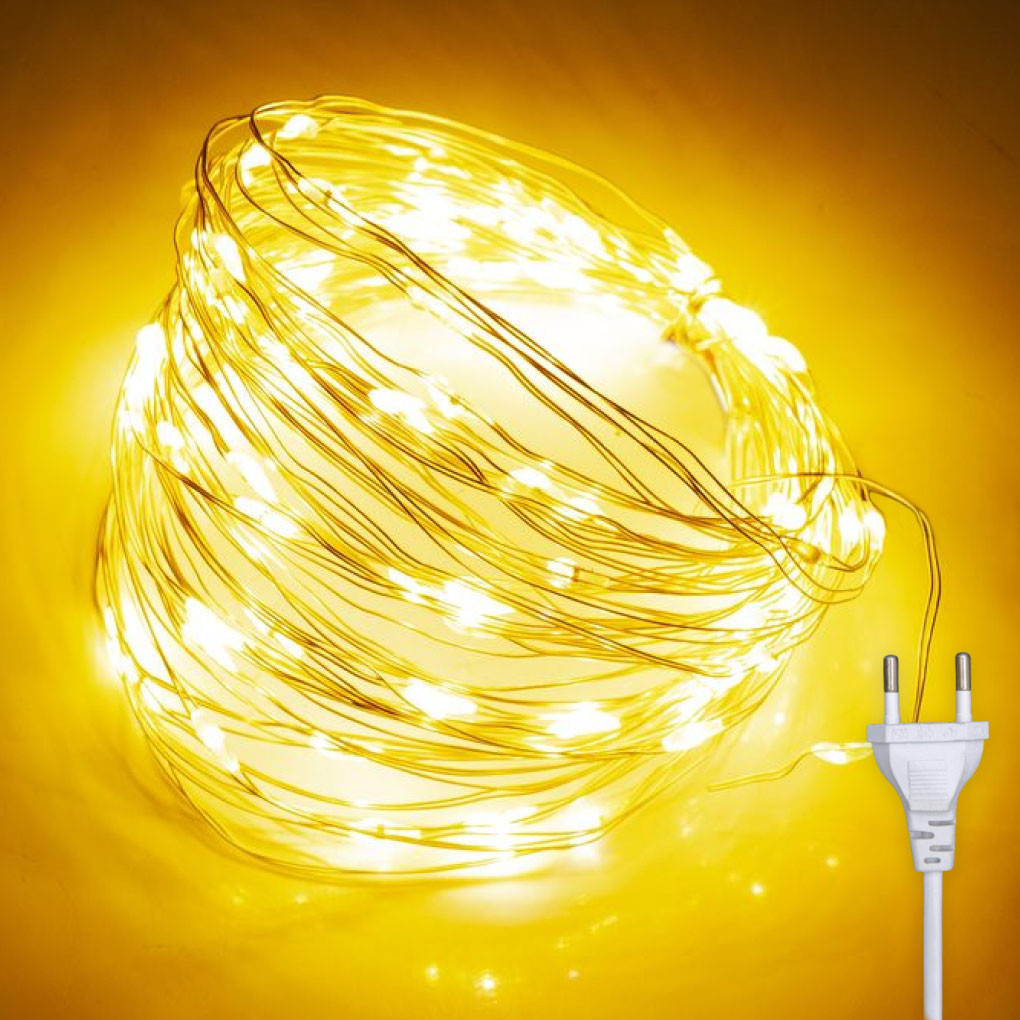 Світлодіодна гірлянда нитка Роса 10м, 100 LED, 220V, 8 режимів, IP44, Теплий білий