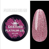 Platinum gel 6 Designer professional глитерная гель краска для дизайна ногтей объем 5 мл цвет малиновый