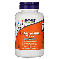 L-Карнозин, L-Carnosine, Now Foods, 500 мг, 100 вегетарианских капсул GT, код: 6826754