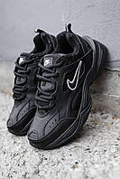 Кроссовки зимние Nike M2K Black мужские черные низкие водонепроницаемые модные теплые на флисе