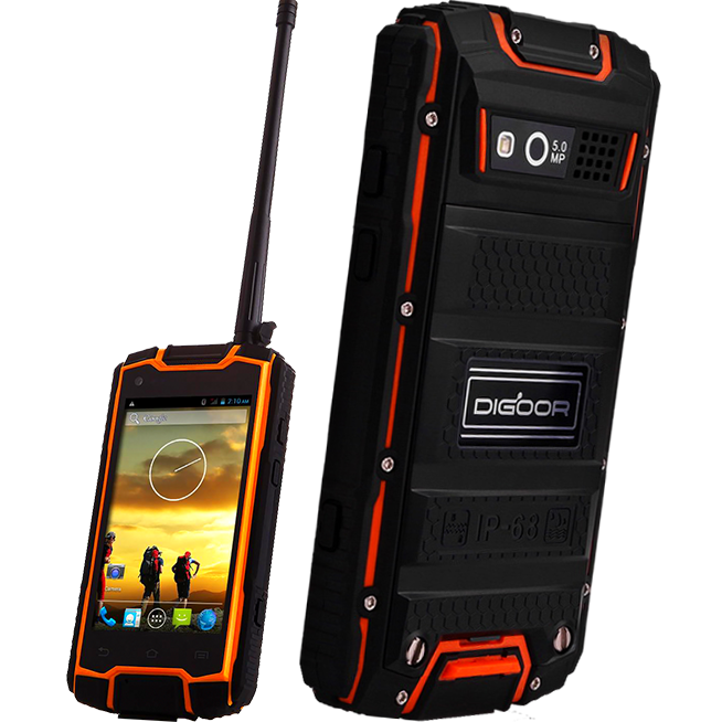 DIGOOR DG1, IP-68, Рація, 3200 мА·год, GPS, 3G, 4 ядра. Захищений телефон для екстриму! (Land Rover DG1)