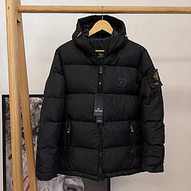 Чоловіча куртка зимова хакі тепла до -25 градусів Stone Island Чорна розмір M