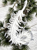 Ялинкова іграшка — перо. Новорічна прикраса — перо (полістоун оксамит 14 см), фото 4