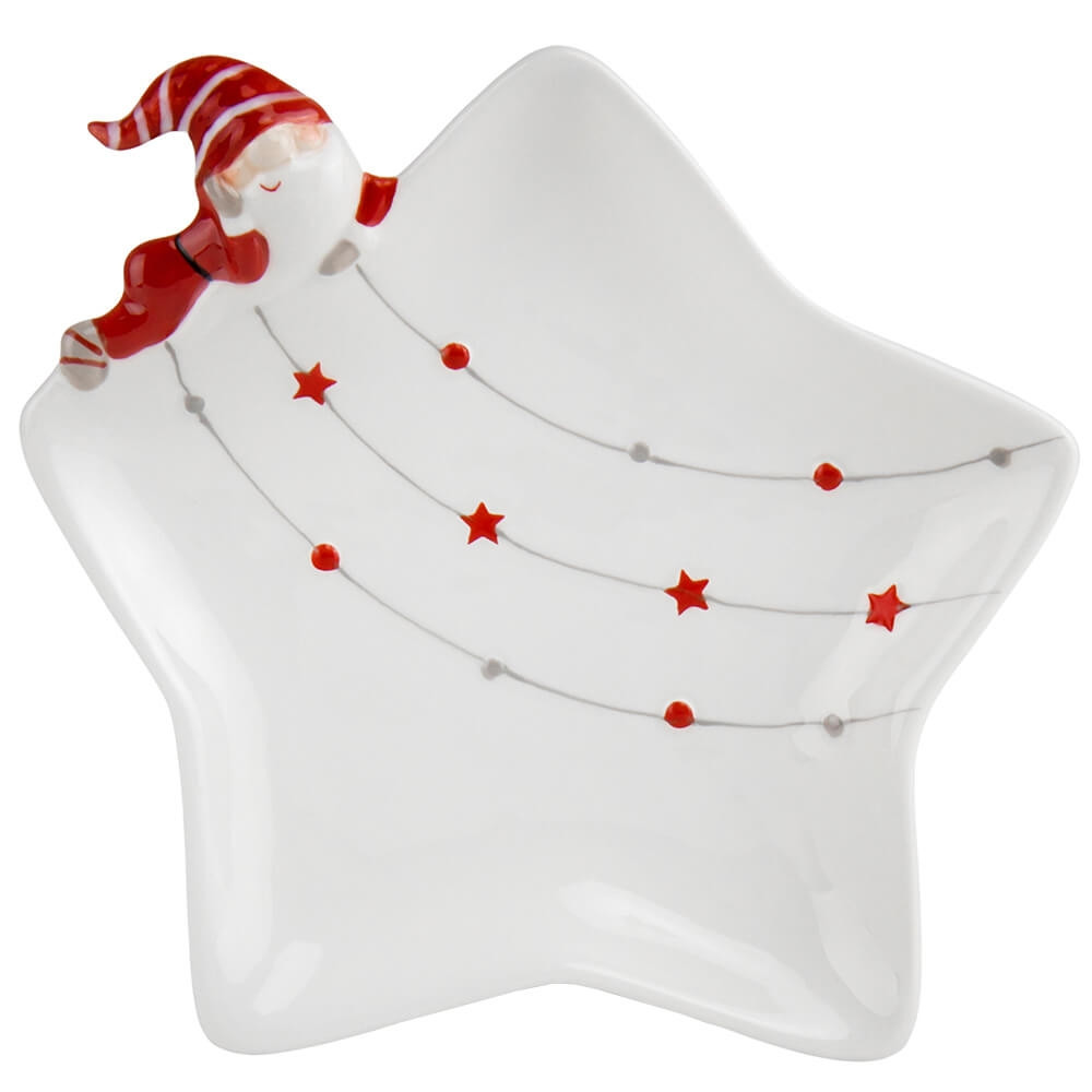 Керамічне блюдо у вигляді зірки "Новорічна зірка" для сервірування новорічного столу, фото 1