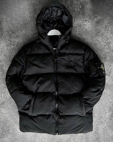 Зимова куртка стоун айленд чоловіча Stone Island Чорна розмір L, фото 1