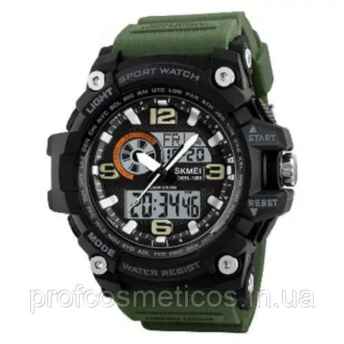 Годинник наручний чоловічий SKMEI 1283AG ARMY GREEN, армійський годинник протиударний. Колір: зелений