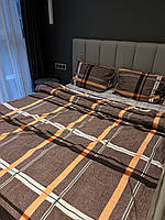 Полуторный комплект (Ранфорс) | Комплект постельного белья 147х217 "Оранжевая клетка"