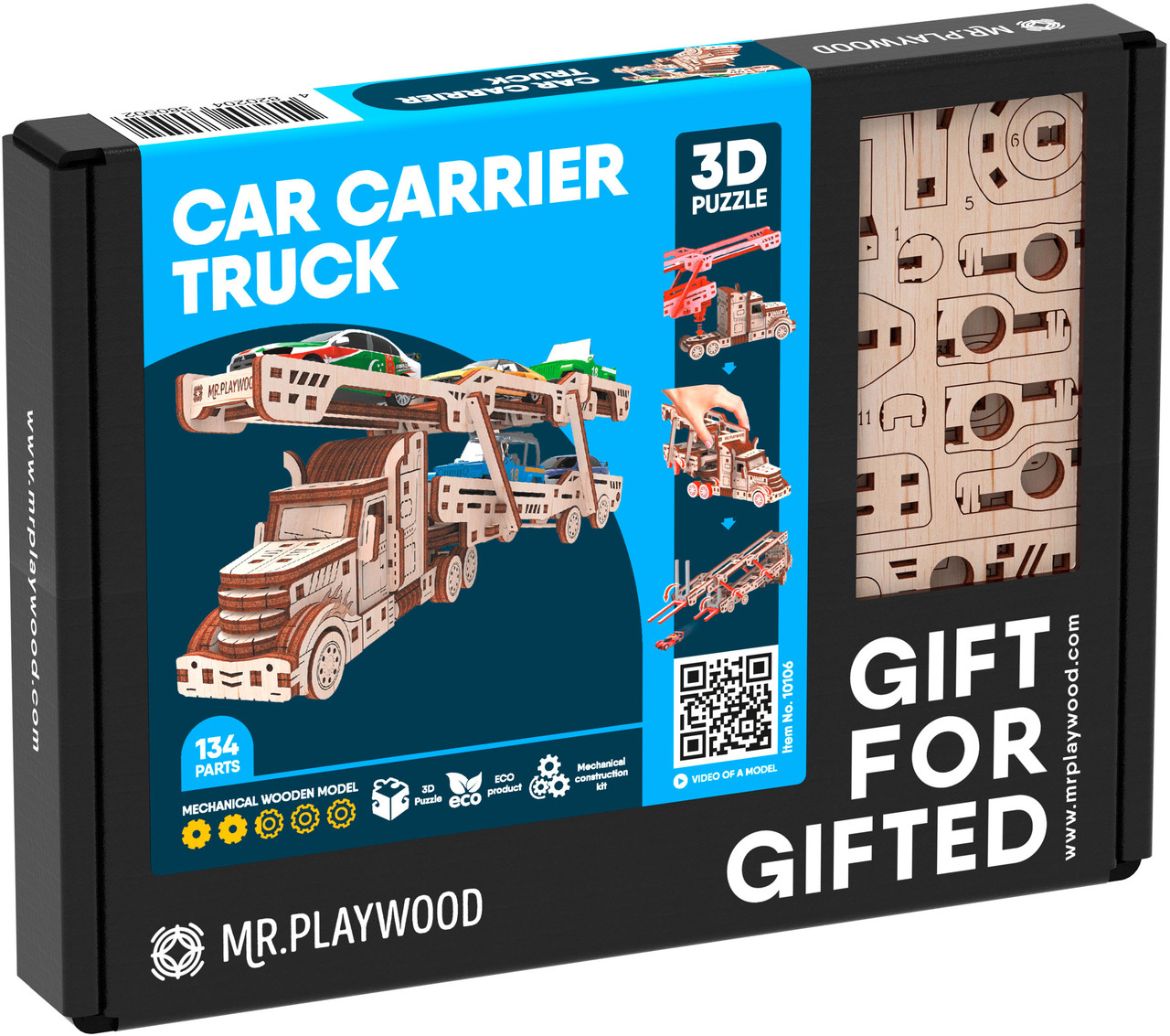 Конструктор дерев'яний Mr.Playwood Механічний Автовоз 3D-модель, фото 1