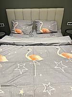 Семейный комплект (Бязь) | Комплект постельного белья "Фламинго и звезды" | Простынь 200х220 см