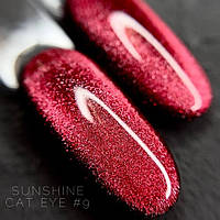 Магнитный гель лак Sunshine cat eye 9 Crooz объем 8 мл цвет красный