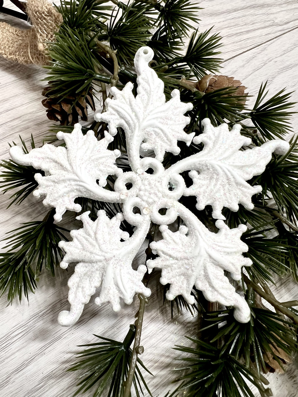 Ялинкова прикраса — сніжинка. Сніжинка новорічна (12 см полістоун), фото 1