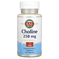 Холин KAL "Choline 250 mg" витамин В4, 125 мг (100 таблеток)