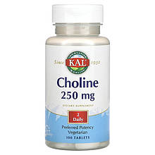 Холін KAL "Choline 250 mg" вітамін В4, 125 мг (100 таблеток)